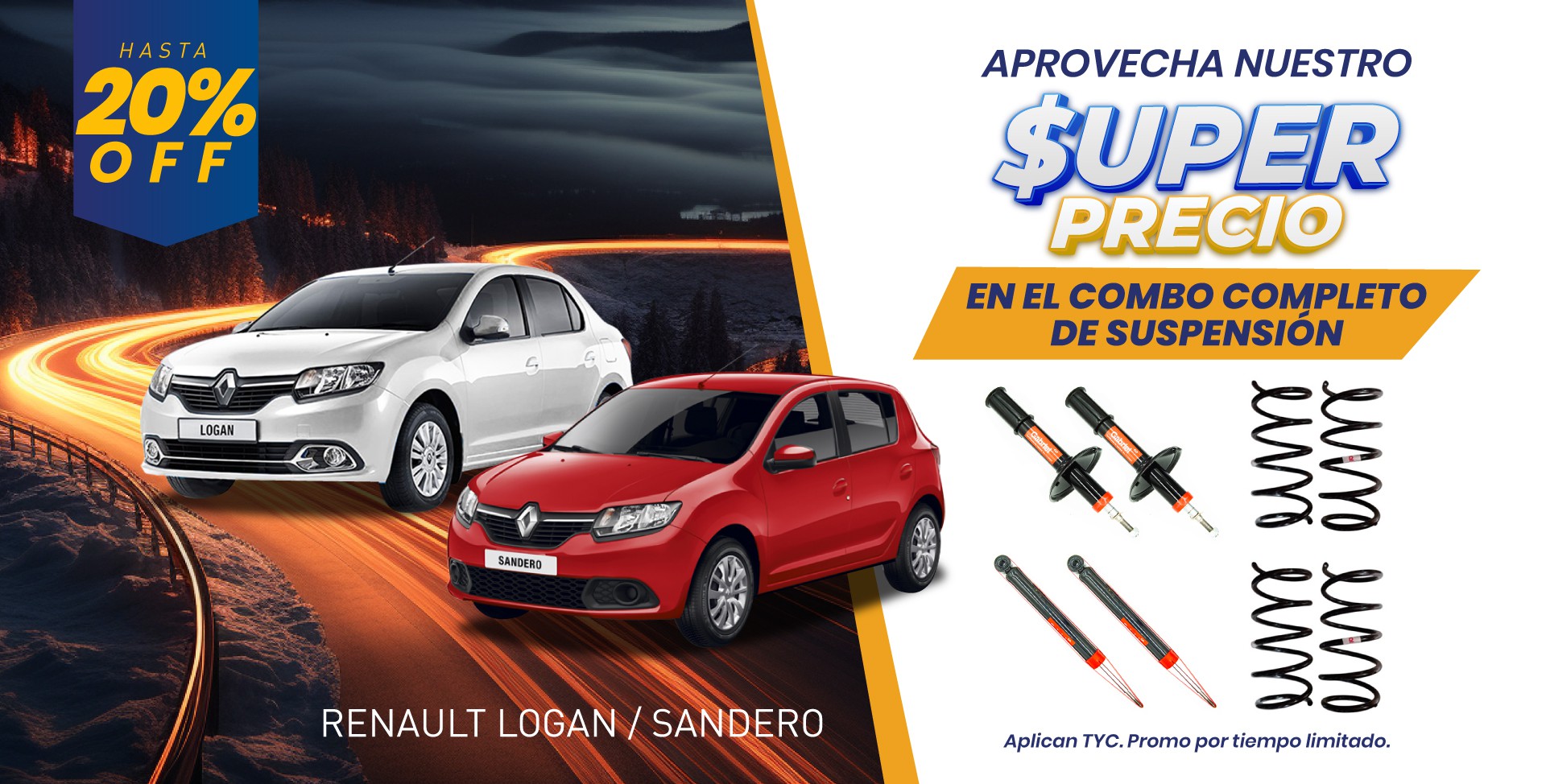 GRAN COMBO HELICOIDALES Y AMORTIGUADORES LOGAN