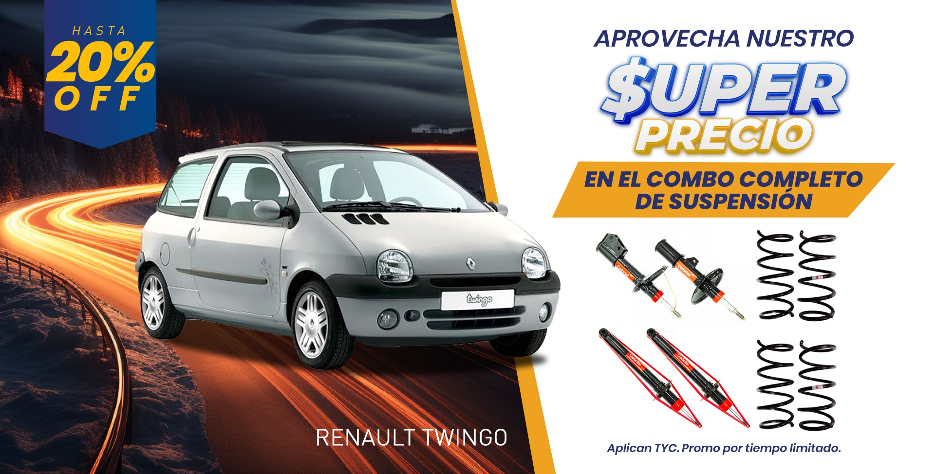 GRAN COMBO HELICOIDALES Y AMORTIGUADORES TWINGO
